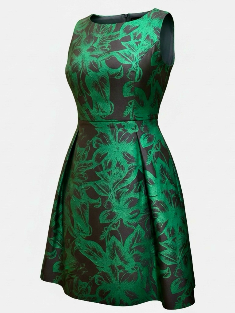 Eva Mendes/NY & Co. Green Floral Jacquard Fit & Flare Dress - Picture 3 of 8